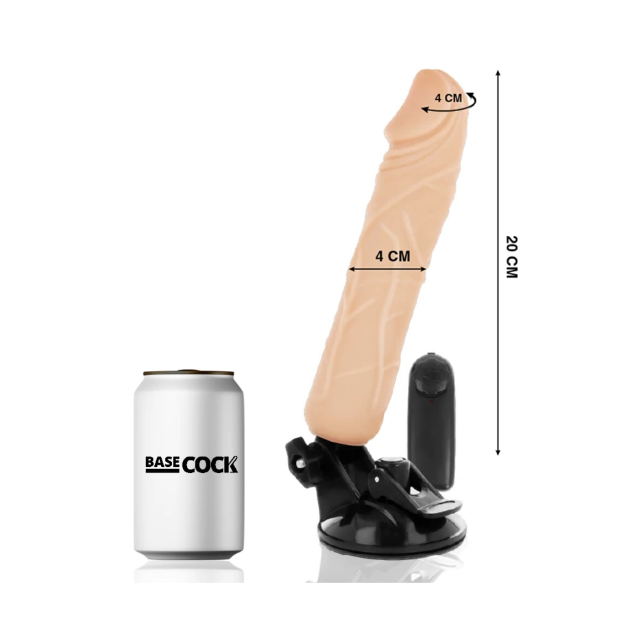 BASECOCK - CONTROLE REMOTO VIBRADOR REALÍSTICO PRETO 20 CM -O- 4 CM